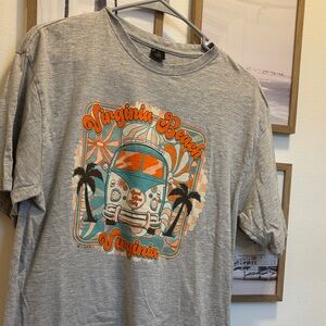 Gray Graphic Tee with Orange Accents